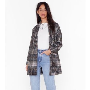 NASTYGAL plaid oversized longline coat